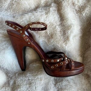 Prada Calzature Donna Brown Leather Heels